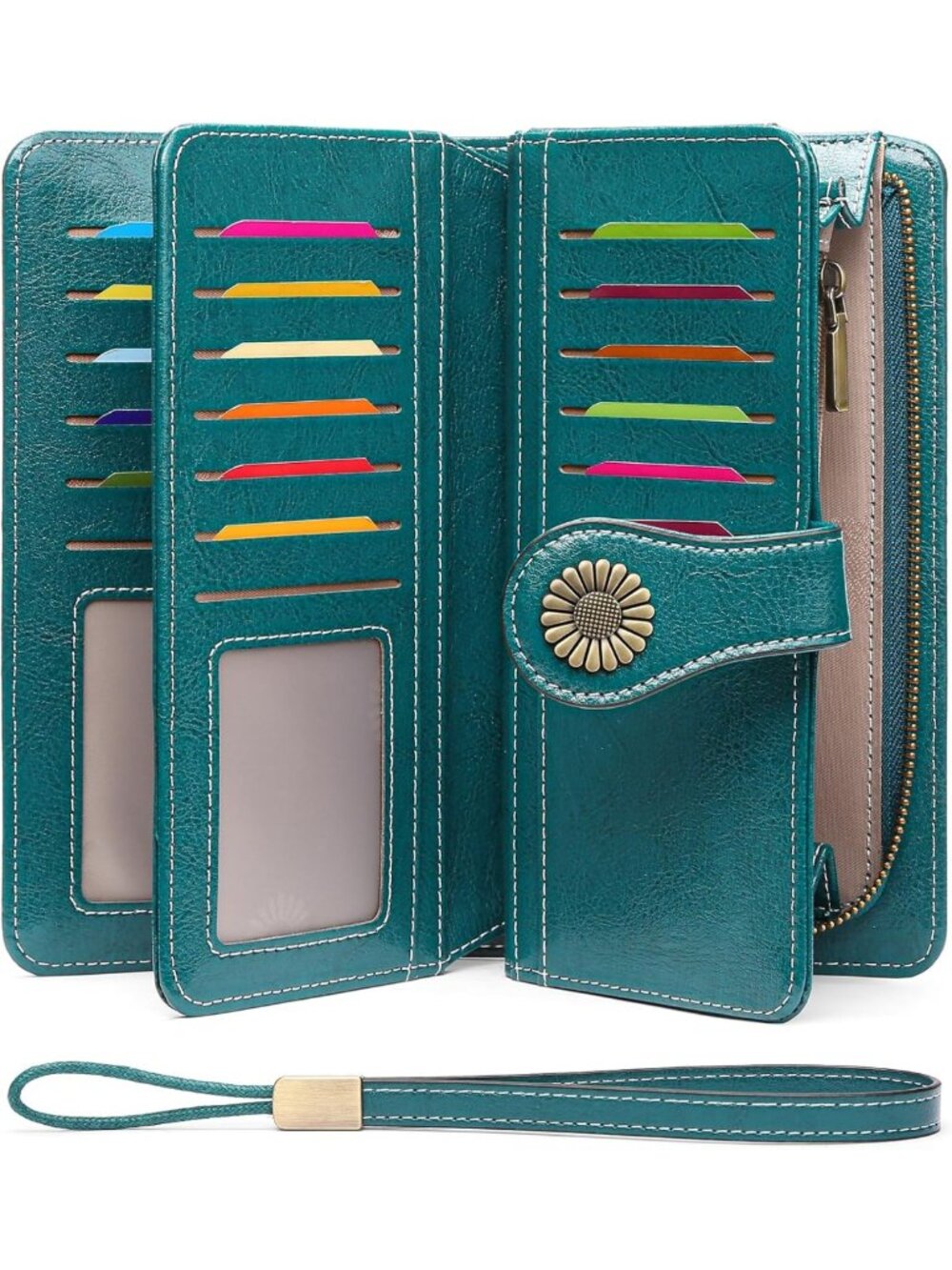 Stylish Leather Wallet for Women | RFID Blocking Credit Card Holder & Wristlet